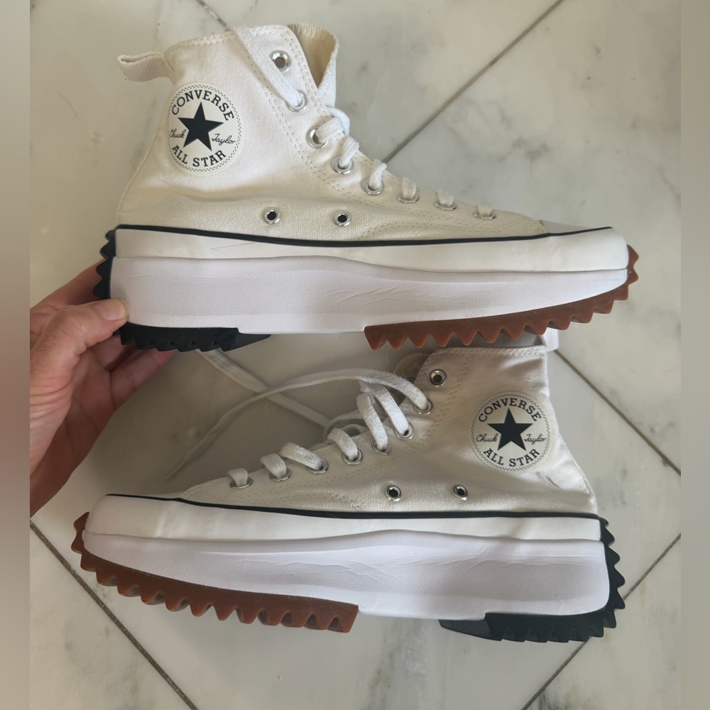 Converse CTAS size 9 Run Star Hike High White Cream Black Gum Lug Sole Sneakers - Picture 9 of 12